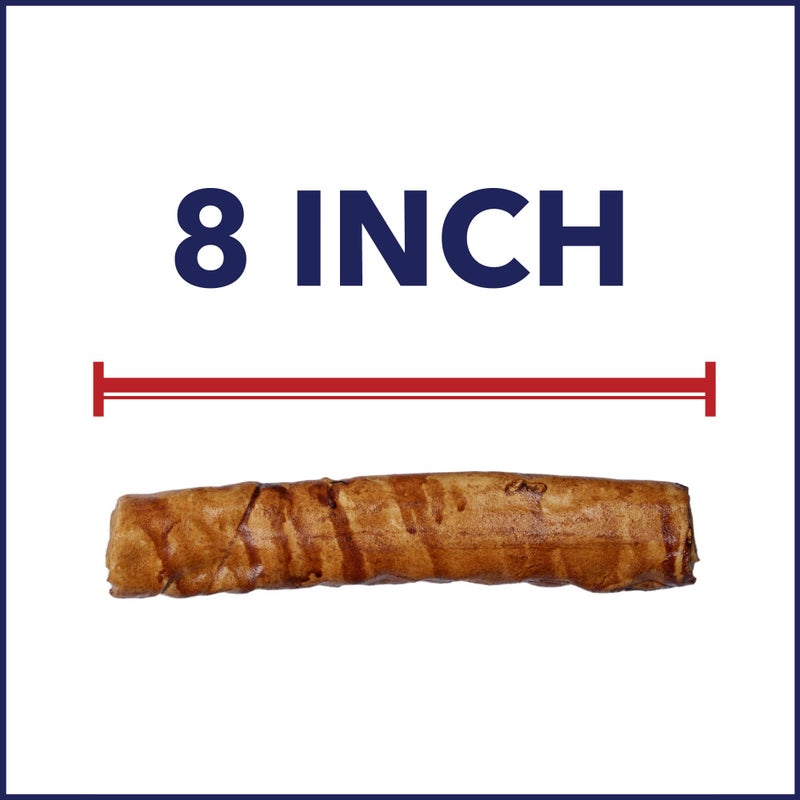 Pet Factory 100% Made in USA Beefhide 8" Rolls Dog Chew Treats - Peanut Butter Flavor, 10 Count/1 Pack - Image 3